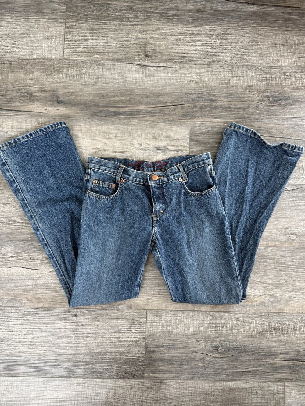 Vtg Y2K Blue Station Flare Jeans Women's 6 Low Rise Medium Wash Denim 30x29